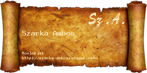 Szarka Ambos névjegykártya